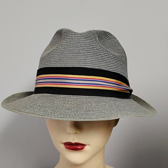 ❤️Retro DOBBS FIFTH AVENUE NY Slate Unisex Panama Straw Fedora Hat 7 1/4 main image 2